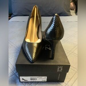 Naturalizer ~ Anna Black Snake Print Heels, 8W